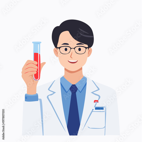 試験管を持つ男性研究者のベクターイラスト