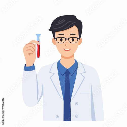 試験管を持つ男性研究者のベクターイラスト