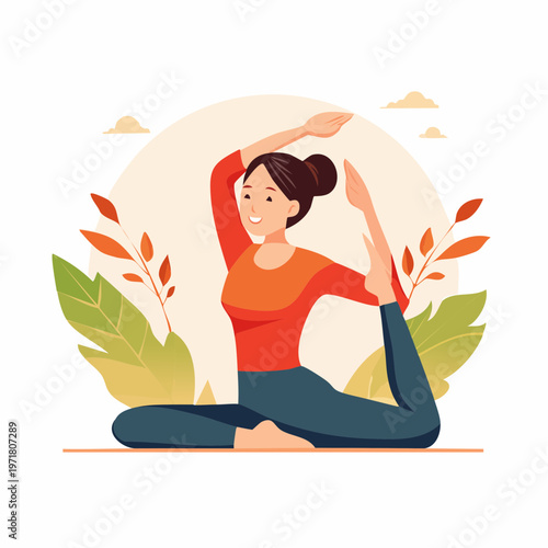 ヨガのポーズをする女性のイラスト 美容・健康