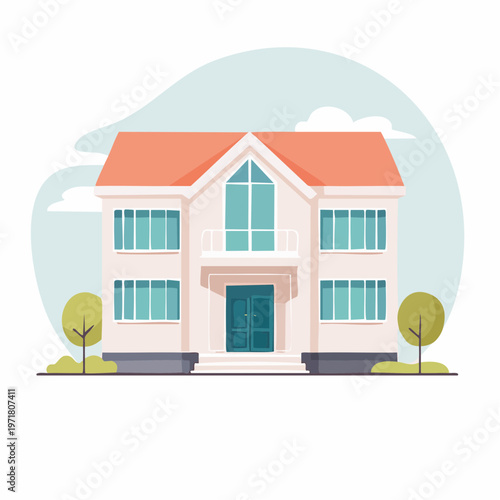 モダンな戸建て住宅の外観イラスト マイホーム・不動産