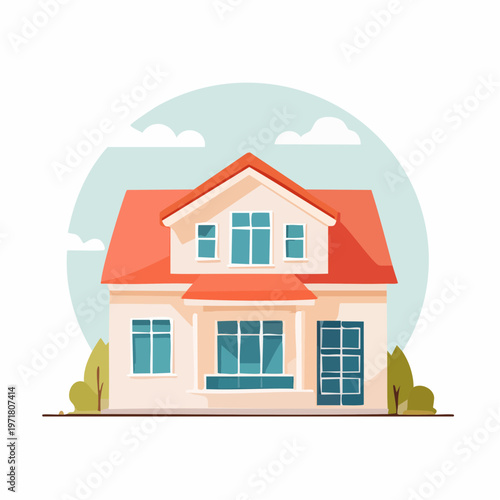 モダンな戸建て住宅の外観イラスト マイホーム・不動産