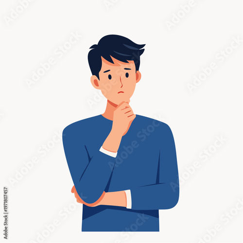 悩み事を考える人のイラスト トラブル・不安