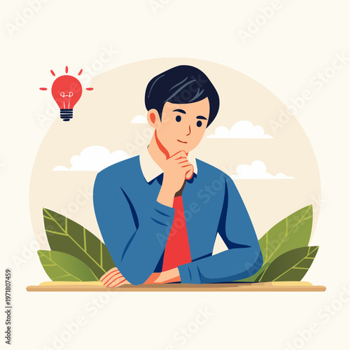 悩み事を考える人のイラスト トラブル・不安