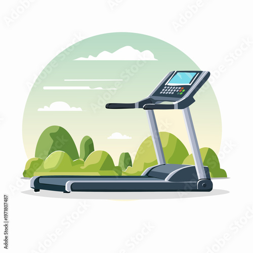 ランニングマシンのイラスト ジム・フィットネス機器