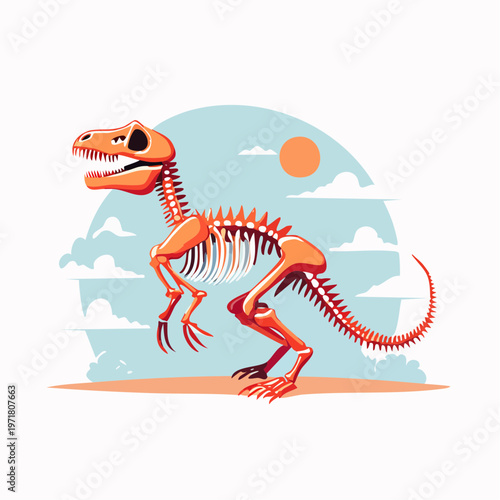 恐竜の骨格標本イラスト 博物館・教育