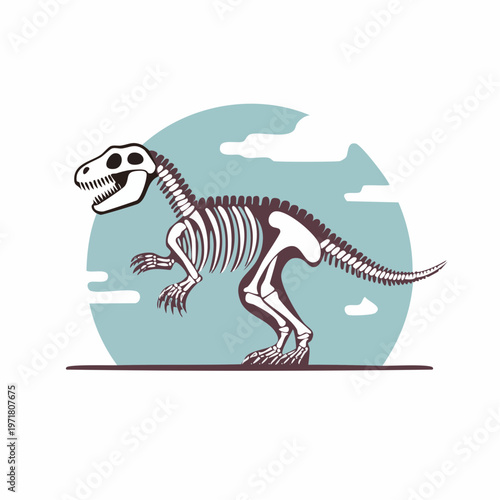 恐竜の骨格標本イラスト 博物館・教育