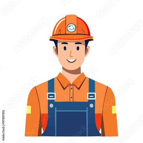 作業服を着た工場作業員の男性のイラスト 製造業・ブルーカラー