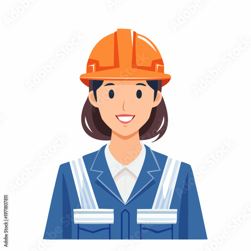 作業服を着た工場作業員の女性のイラスト 製造業・ブルーカラー
