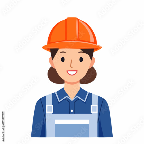 作業服を着た工場作業員の女性のイラスト 製造業・ブルーカラー