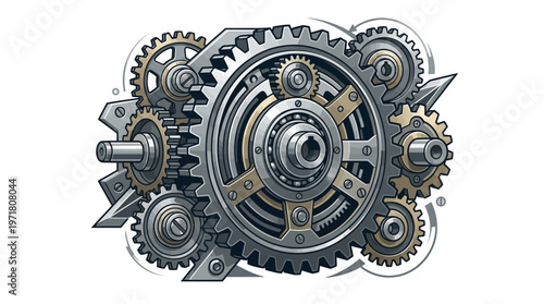 Industrial Gears Mechanism Closeup.