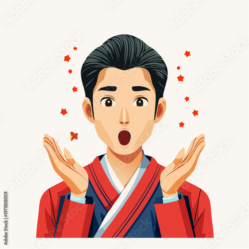 驚く男性のイラスト リアクション・発見