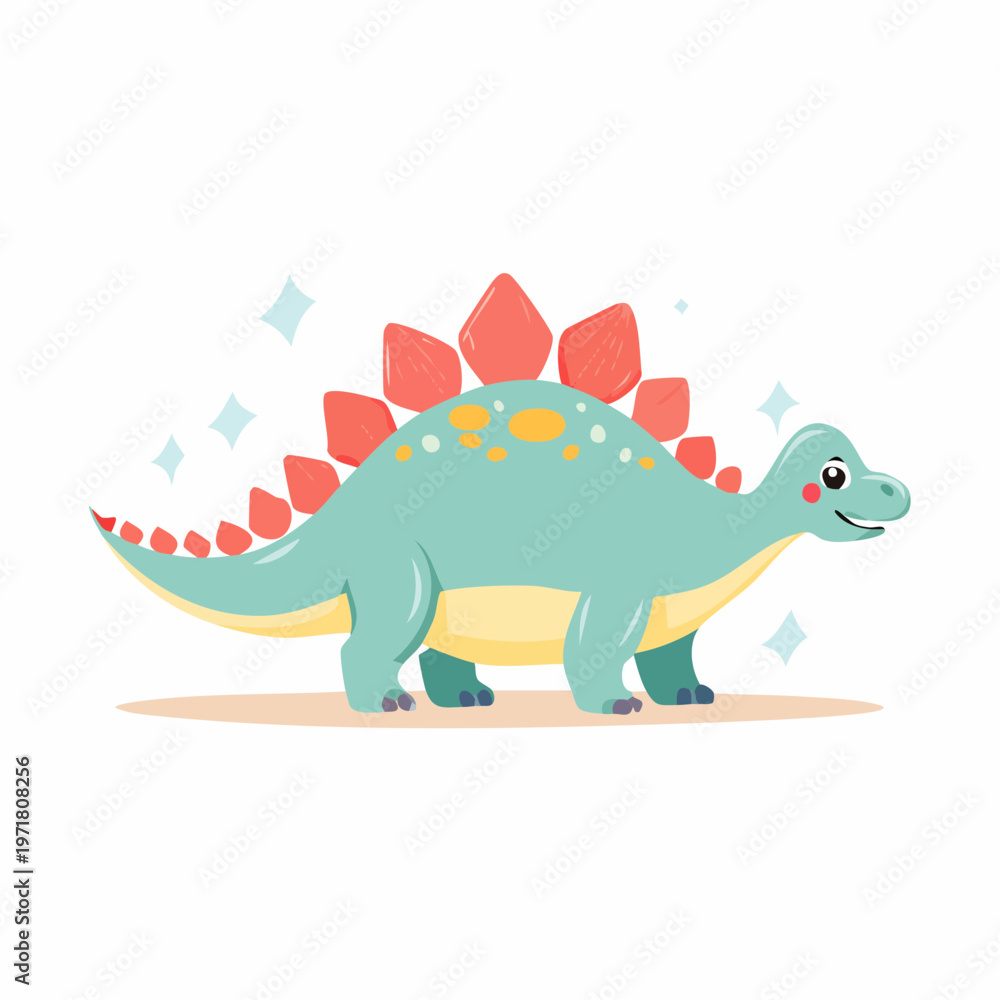 Fototapeta premium かわいいステゴサウルスのイラスト 恐竜・キャラクター