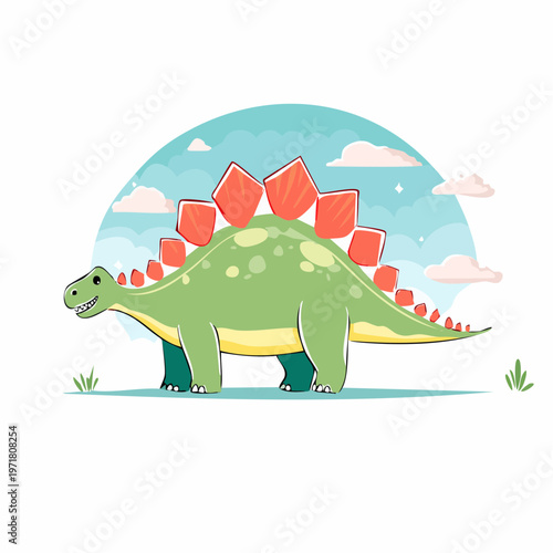 かわいいステゴサウルスのイラスト 恐竜・キャラクター