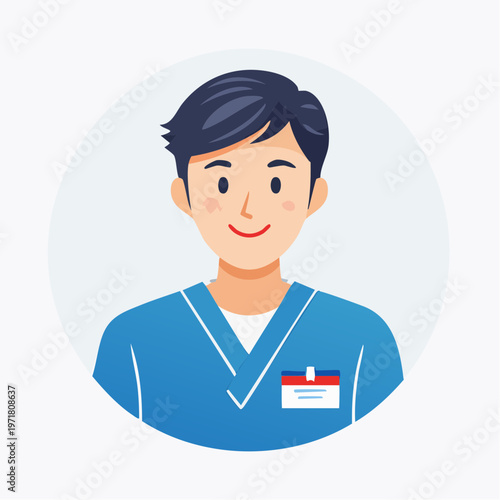 医療用ユニフォームを着た看護師の男性のイラスト 医療・福祉