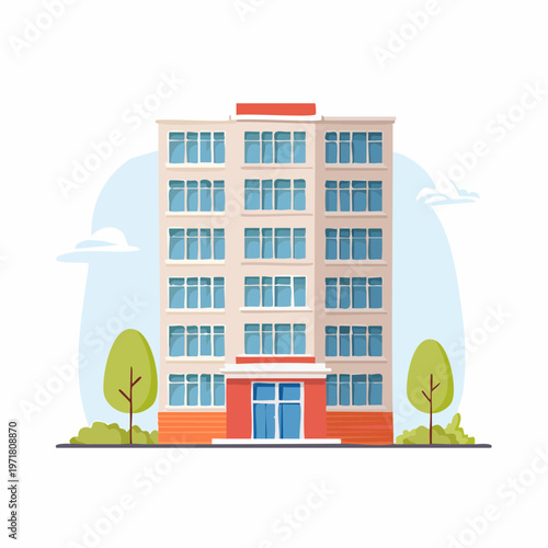 モダンなマンションの外観イラスト 不動産・賃貸物件