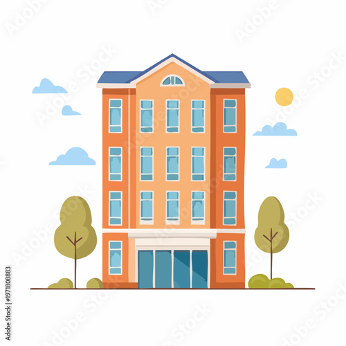 モダンなマンションの外観イラスト 不動産・賃貸物件