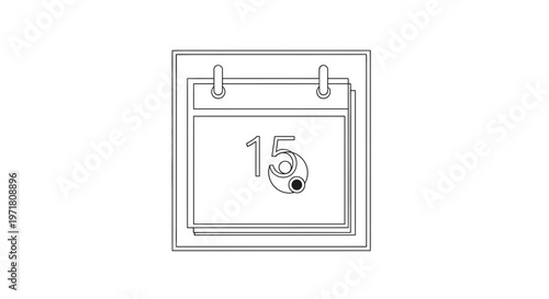 Calendar Page with Number 15 and a Small Circle Icon