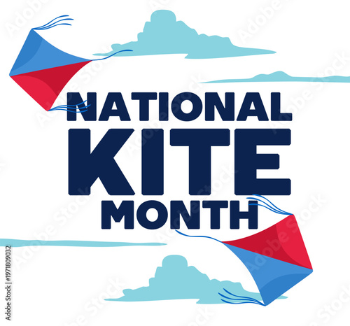 national kite month with kites flying