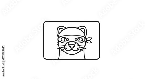 Cartoon Ferret Ninja Masked Bandit Character Icon