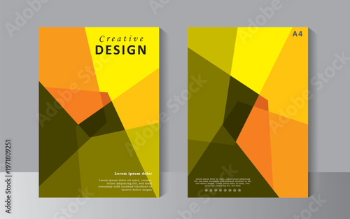 Template vector design for Brochure, Book cover, Annual Report, Magazine, Poster, Corporate Presentation, Flyer, modern with yellow print ready color, A4 size