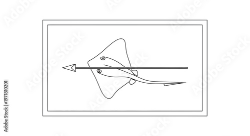 Stingray with Arrow Through Body, Symbolizing Danger, Threat, or Injury
