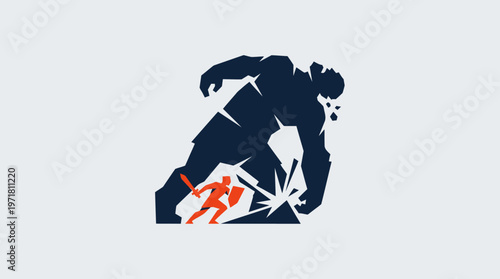 Giant Attacking Warrior Courageous Battle Concept