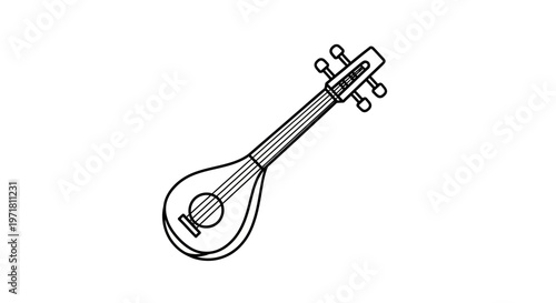 Simple Line Drawing of a Traditional Stringed Musical Instrument