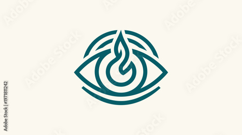 Abstract Eye Logo with Flame Icon