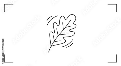 Minimalist Oak Leaf Icon with Wavy Lines, Simple Line Art, Autumn Symbol