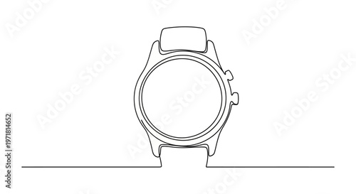 Minimalist Line Art Drawing of a Modern Smartwatch