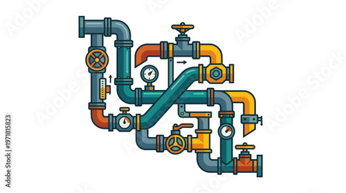 Industrial pipes and valves system.