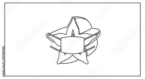 Abstract Starfish Outline Drawing, Minimalist Marine Life Icon, Vector Art