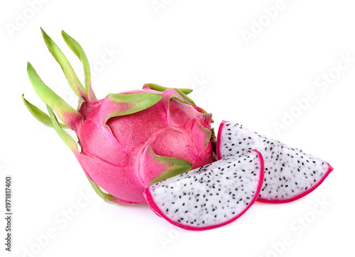 Dragon fruit, Pitaya or Pitahaya isolated on white background