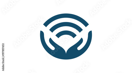 Hands Protecting WiFi Signal Logo