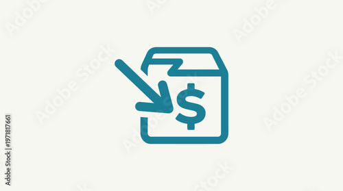 Icon of Financial Document With Dollar Sign and Arrow