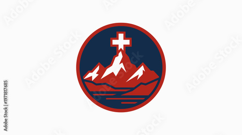 Swiss Mountain Peak Badge Design