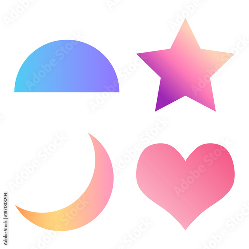Colorful gradient geometric shapes set transparent png