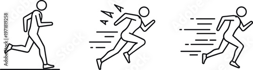 Vector Icons of Running Athlete, Sprinting, and Speed for Fitness, Sports, and Physical Activity