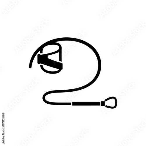 Illustration of a simple black and white icon representing a whip or riding crop, likely for equestrian or artistic purposes