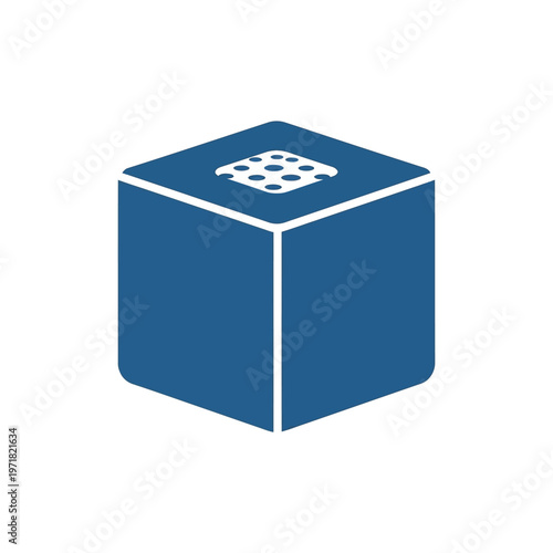 Clean and modern vector icon of a textured blue cube, ideal for representing solid blocks, chalk, or abstract data elements in digital designs and projects