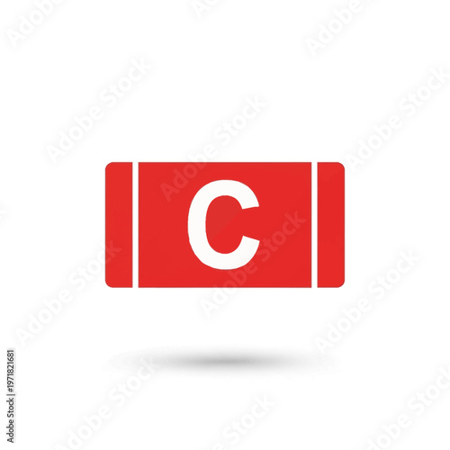Vibrant red captain's armband featuring a prominent white 'C', an iconic symbol representing leadership, responsibility, and team captaincy in sports and athletic events