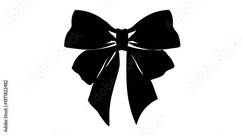 Elegant black ribbon bow silhouette isolated on white background. Classic decorative element for gifts, fashion, and events.