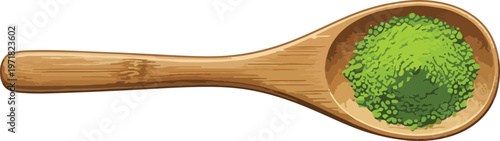 Green Tea Powder in a Wooden Spoon - A Healthy and Organic Ingredient for Culinary and Wellness Use