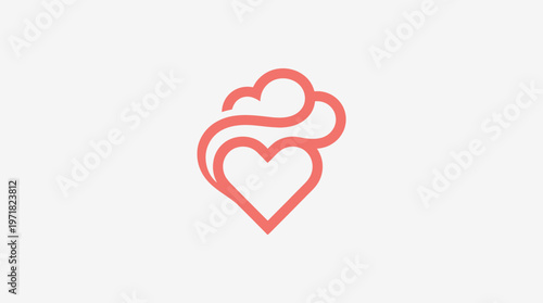 Abstract Heart With Swirling Lines And Cloud Shape