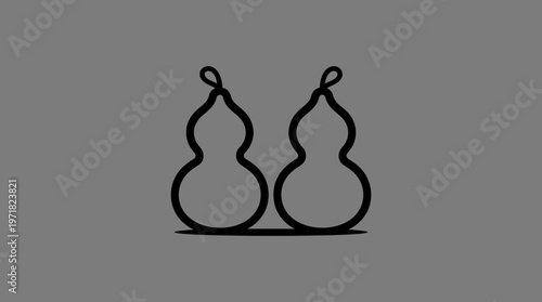 Two Gourd Halves on Grey Background