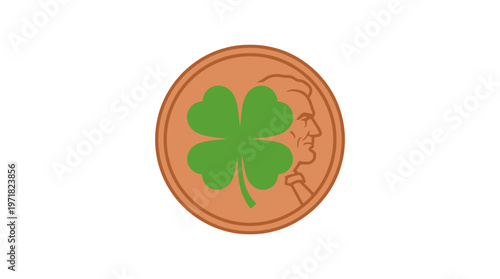Lucky Penny With Four Leaf Clover