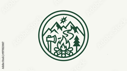Campfire And Mountains Emblem