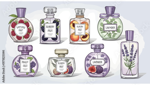 Luxury Perfume Bottles with Fruit & Floral Essence, Elegant Fragrance Design