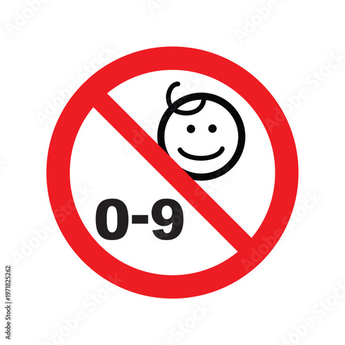 No Children Age 0–9 Icon Indicating That Children Are Not Allowed In Certain Restricted Zones