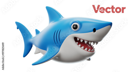 A cartoon-style shark with sharp teeth and a surprised expression Vector
